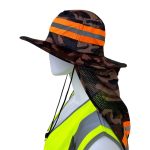 Hi Vis Reflective Work Safety Neck Flap Boonie Hat Bucket Cap - Image 2