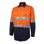 Hi Vis Shirts Mens Cotton Work Shirt Long Sleeve Reflective Tape Orange Yellow