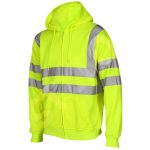 HI VIS VIZ HOODED SWEATSHIRT HIGH VISIBILITY REFLECTIVE WORKWEAR FLEECE JACKET - Image 4