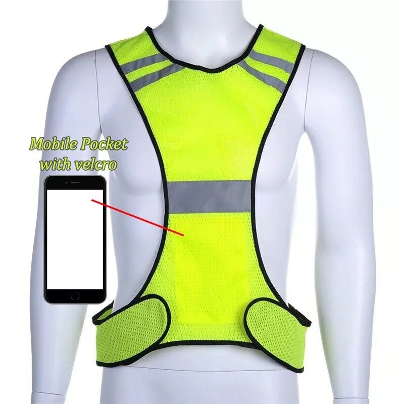 1 High Visibility Reflective Safety Fluorescent Mesh Vest Running Cycling Sports - Image 1