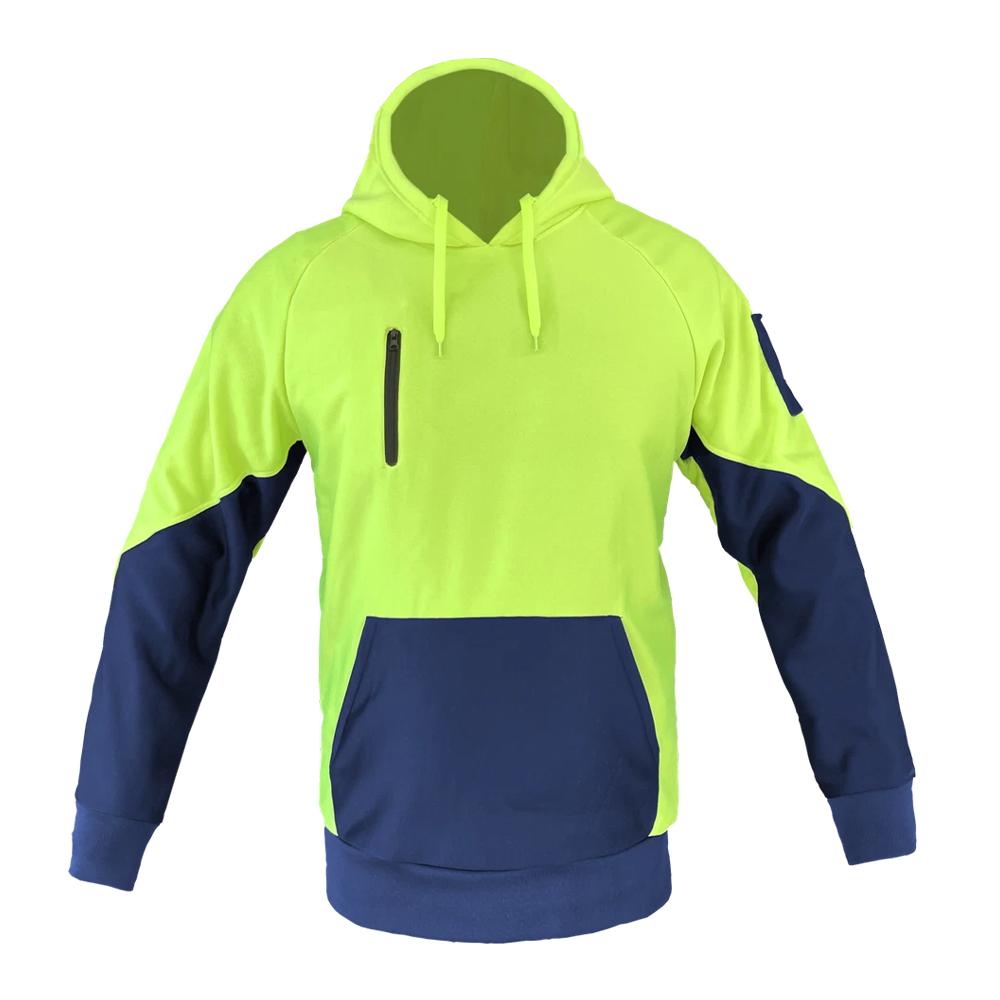 1 Hi vis Jumper Hoodie Orange Fleece Work Pullover Sweatshirts Chest Pocket - Image 1