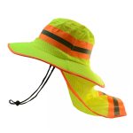 Hi Vis Reflective Safety Work Neck Flap Boonie Green Hats Ventilation Bucket Cap - Image 3