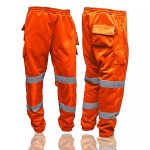 Hi Viz Vis Fleece Trousers Jogging Bottoms Safety Work Joggers Sweat Pants - Image 3