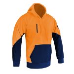 Hi vis Jumper Hoodie Orange Fleece Work Pullover Sweatshirts Chest Pocket - Image 4
