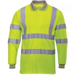 HI VIS POLO T SHIRTS MENS HIGH VISIBILITY VIZ REFLECTIVE TAPE WORK WEAR TEE TOP - Image 2