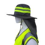Hi Vis Reflective Work Safety Neck Flap Boonie Hat Bucket Cap - Image 6