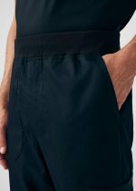 7-Pocket Elastic Waistband Men's Cargo Jogger Black - Image 6