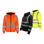 Hi Vis Visibility Safety Hooded Zip Sweatshirt Work Jacket  Top Hi vis Hoodie