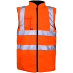 HI VIS VIZ BODY WARMER VISIBILITY FLEECE REVERSIBLE WATERPROOF GILET WAISTCOAT - Image 2