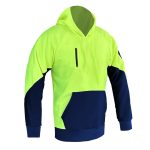 Hi vis Jumper Hoodie Orange Fleece Work Pullover Sweatshirts Chest Pocket - Image 2