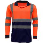 HI VIS POLO T SHIRTS MENS HIGH VISIBILITY VIZ REFLECTIVE TAPE WORK WEAR TEE TOP - Image 3