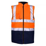 HI VIS VIZ BODY WARMER VISIBILITY FLEECE REVERSIBLE WATERPROOF GILET WAISTCOAT - Image 3