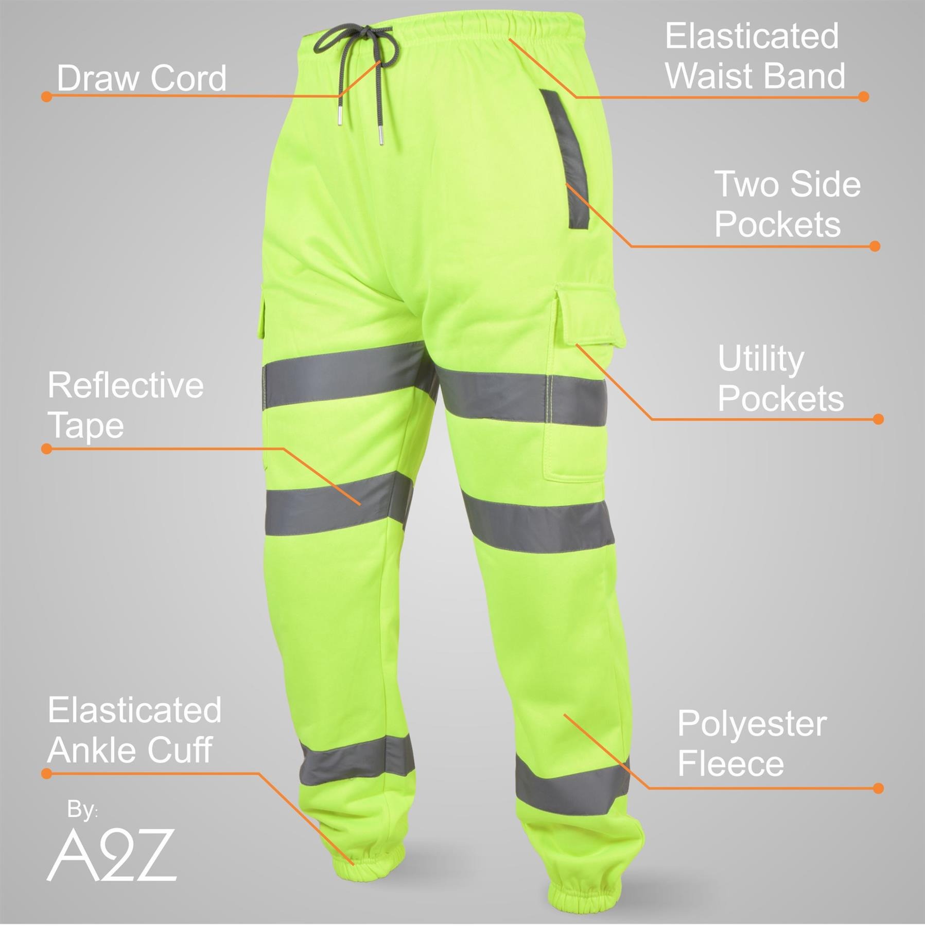 5 High Visibility Safe Work Reflective Pants Hi Vis Cargo Trousers For Mens - Image 1