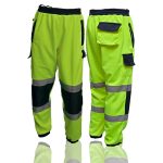 Hi Viz Vis Fleece Trousers Jogging Bottoms Safety Work Joggers Sweat Pants - Image 6