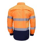 Hi Vis Shirts Mens Cotton Work Shirt Long Sleeve Reflective Tape Orange Yellow - Image 3