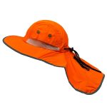 High Visibility Reflective Neon Work Safety Bucket Sun Hat Cap with Neck Flap - Image 3
