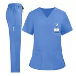 Medical Uniform Nursing Scrub Men Women V-Neck Straight Multi-pocket