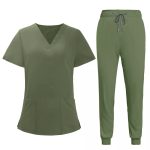 Nursing Medical Salon Uniform Men Women Scrub Set V-Neck Straight Wholesale - Image 4