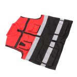 Safety Reflective Work Vest Red Black Blocking Zipper Front Safety Vest Part - Image 4