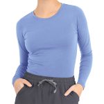 Women's Basic Long Sleeve Underscrub Tee   Ceil Blue - Image 2