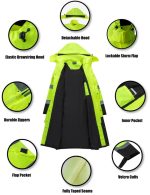 Men's Hi-Vis Long Safety Raincoat Reflective Waterproof Rain Coat Hooded - Image 5