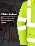 Men Waterproof Safety Rain Jacket Visibility Reflective Safety Raincoat Hooded - Image 5