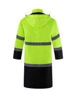 Men's Hi-Vis Long Safety Raincoat Reflective Waterproof Rain Coat Hooded - Image 3