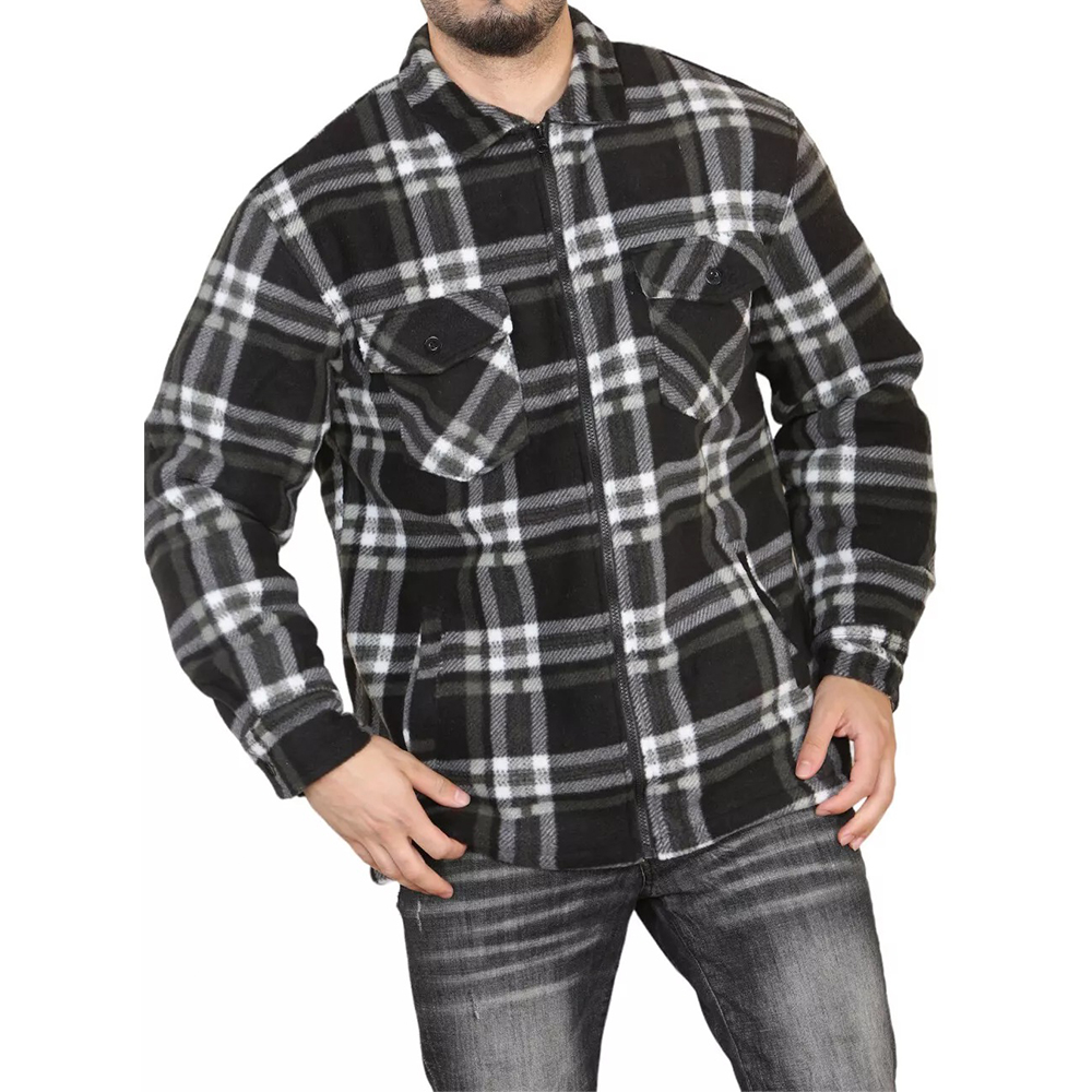 shirt4 MENS PADDED SHIRT FUR LINED FLANNEL WORK JACKET WARM THICK CASUAL TOP - Image 1