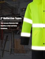 Men's Hi-Vis Long Safety Raincoat Reflective Waterproof Rain Coat Hooded - Image 4
