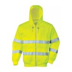 High Viz Vis Hooded Zip Sweatshirt Hoodie Safety Reflective Tape Pullover Jumper - Image 2