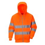 High Viz Vis Hooded Zip Sweatshirt Hoodie Safety Reflective Tape Pullover Jumper